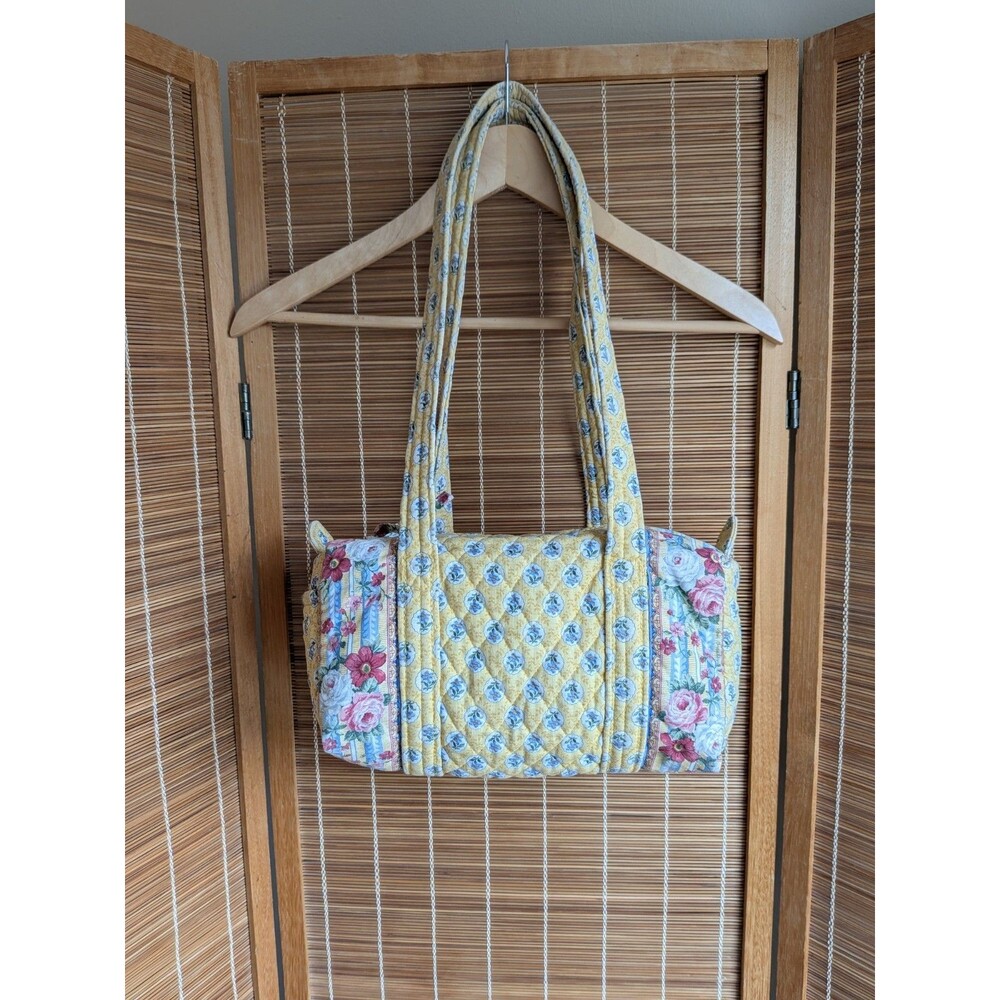 Vintage Vera Bradley Elizabeth Floral Yellow Mini Shoulder Duffel Bag
